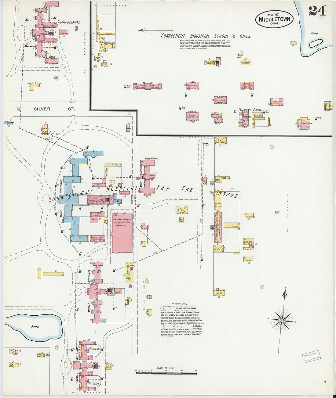 This old map of Middletown, Middlesex County, Connecticut was created by Sanborn Map Company in 1901