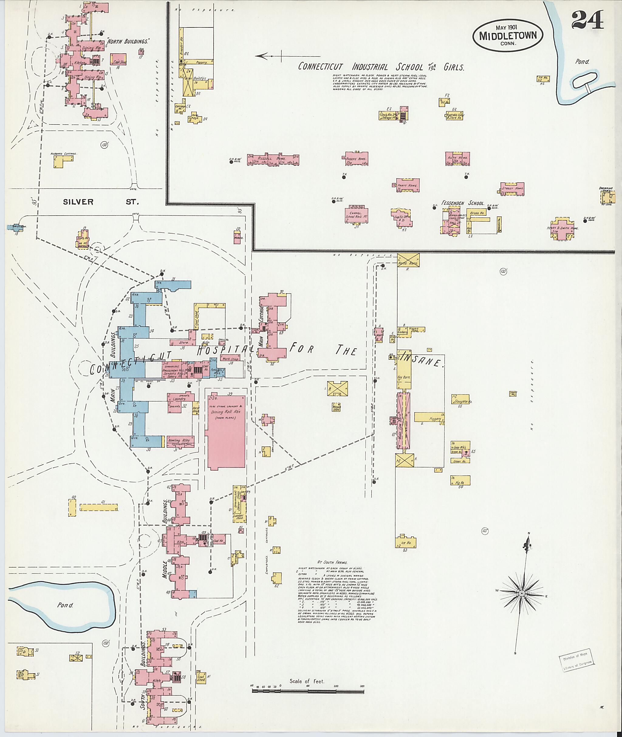 This old map of Middletown, Middlesex County, Connecticut was created by Sanborn Map Company in 1901