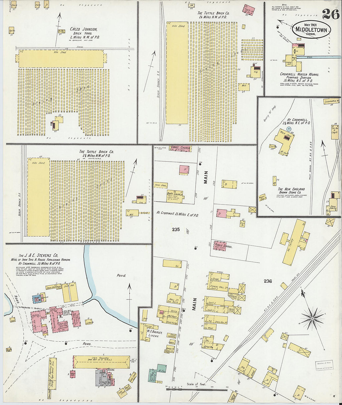 This old map of Middletown, Middlesex County, Connecticut was created by Sanborn Map Company in 1901