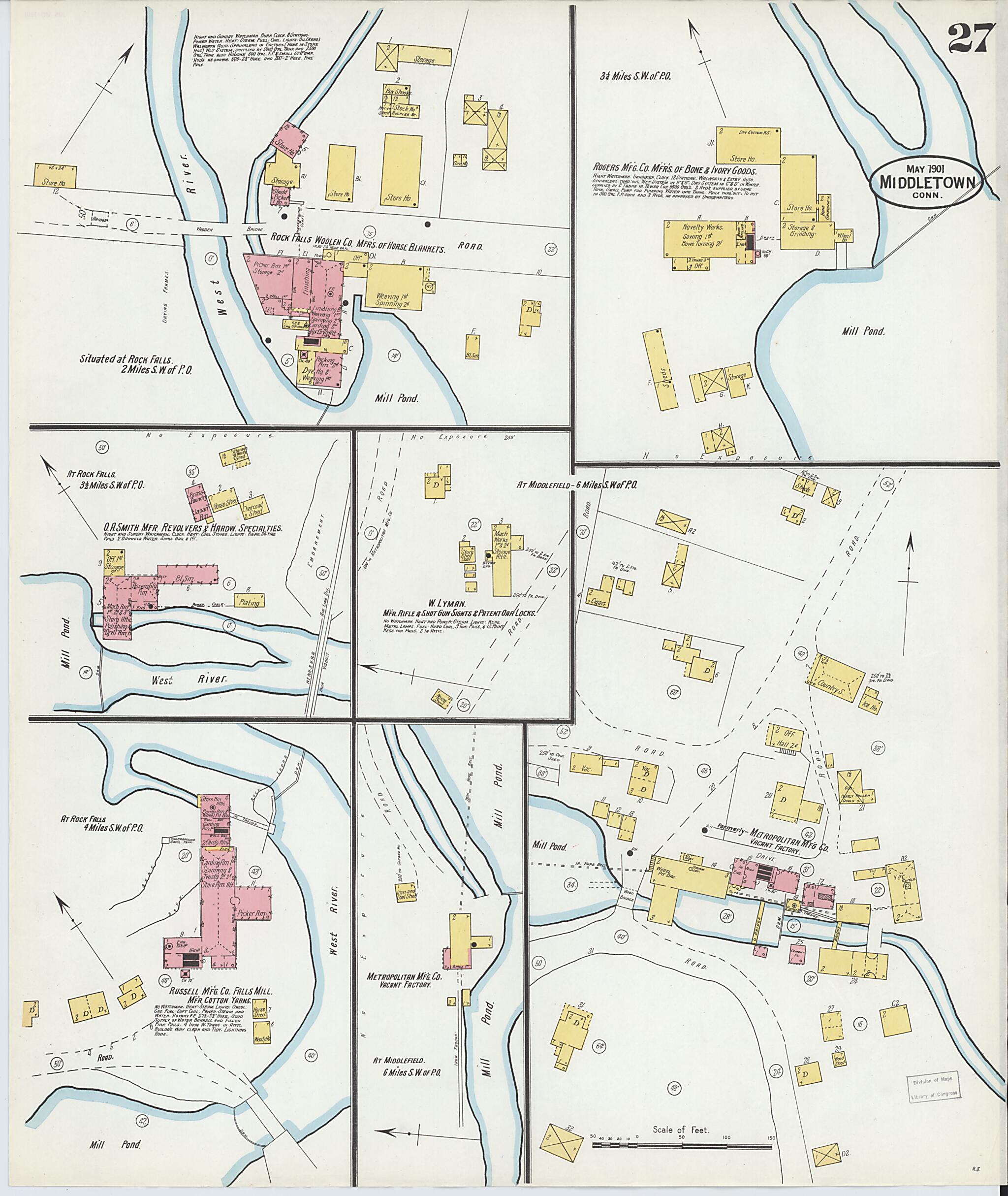 This old map of Middletown, Middlesex County, Connecticut was created by Sanborn Map Company in 1901
