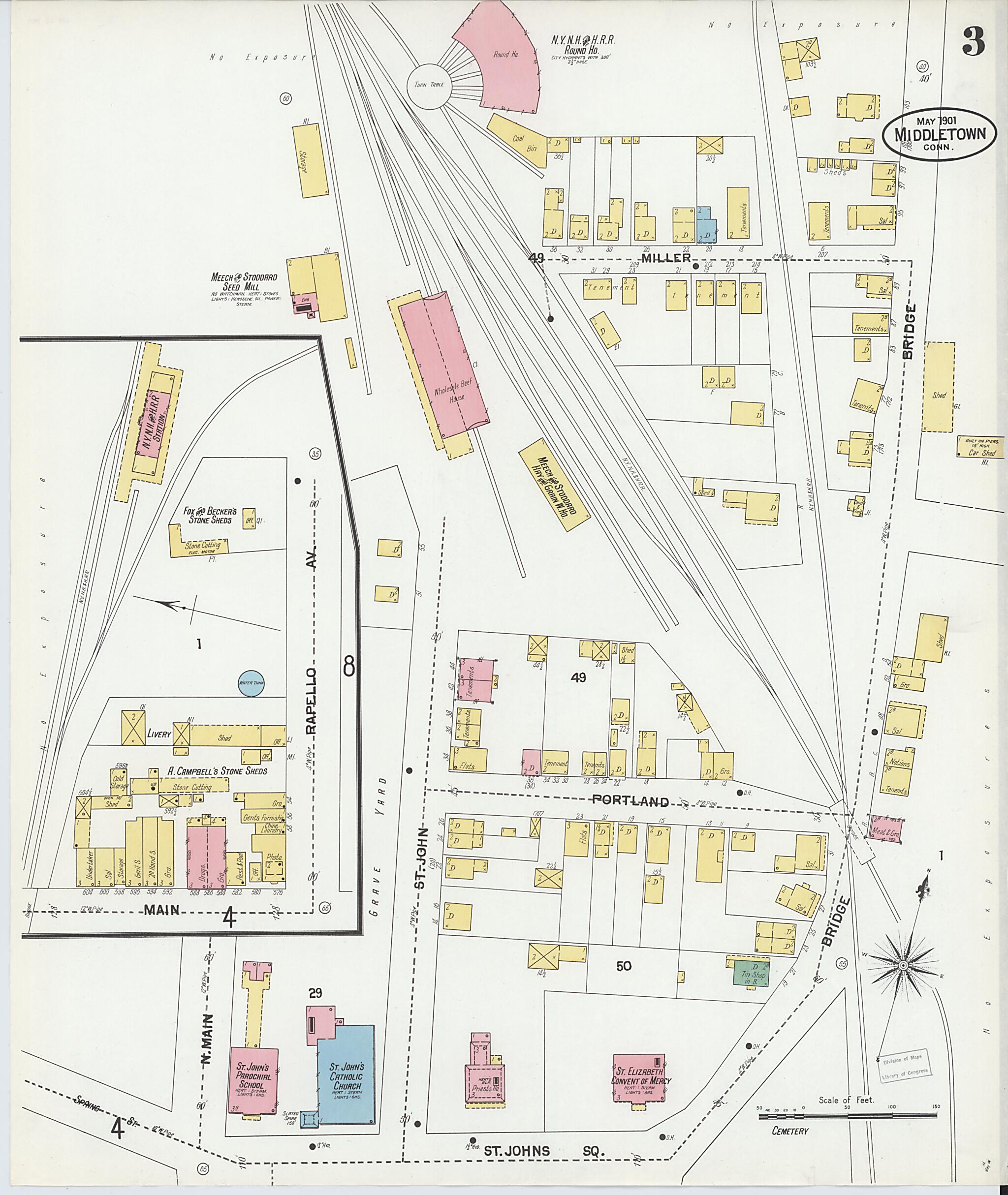 This old map of Middletown, Middlesex County, Connecticut was created by Sanborn Map Company in 1901