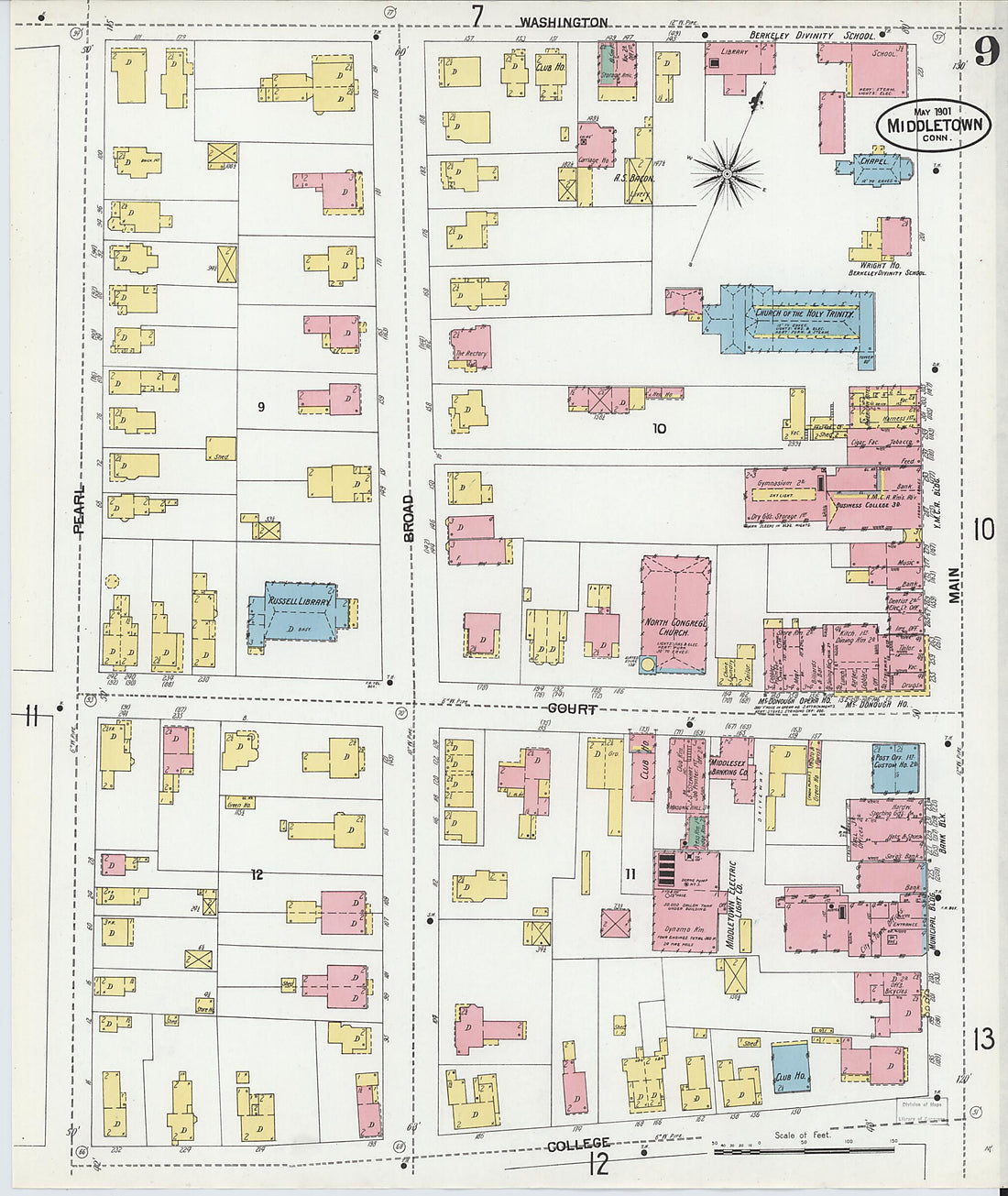 This old map of Middletown, Middlesex County, Connecticut was created by Sanborn Map Company in 1901
