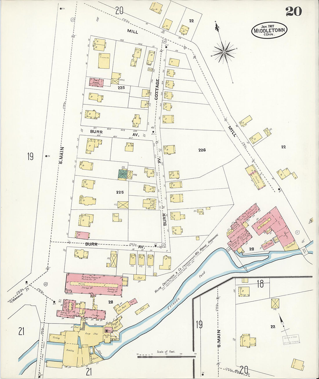 This old map of Middletown, Middlesex County, Connecticut was created by Sanborn Map Company in 1907