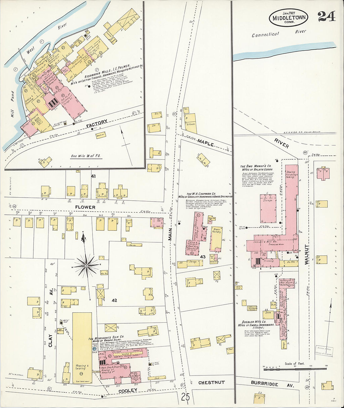 This old map of Middletown, Middlesex County, Connecticut was created by Sanborn Map Company in 1907