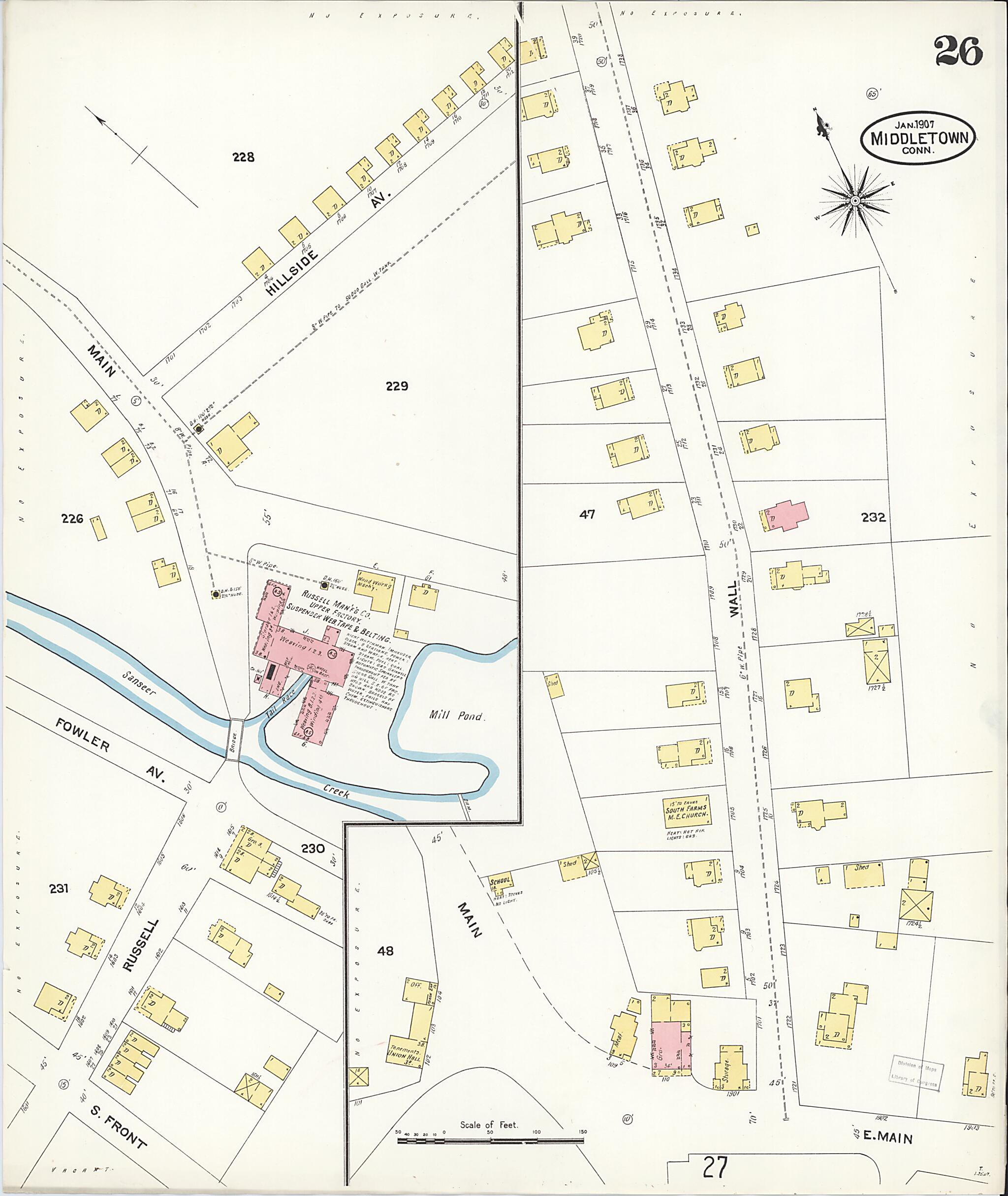 This old map of Middletown, Middlesex County, Connecticut was created by Sanborn Map Company in 1907