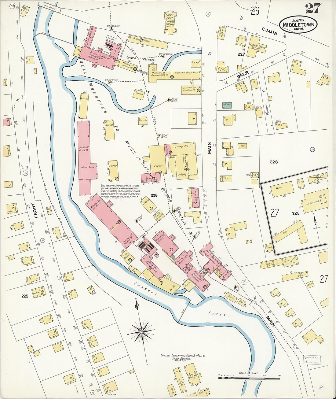 This old map of Middletown, Middlesex County, Connecticut was created by Sanborn Map Company in 1907