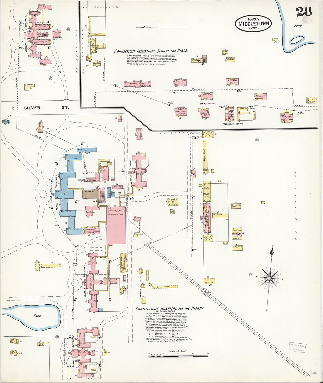 This old map of Middletown, Middlesex County, Connecticut was created by Sanborn Map Company in 1907