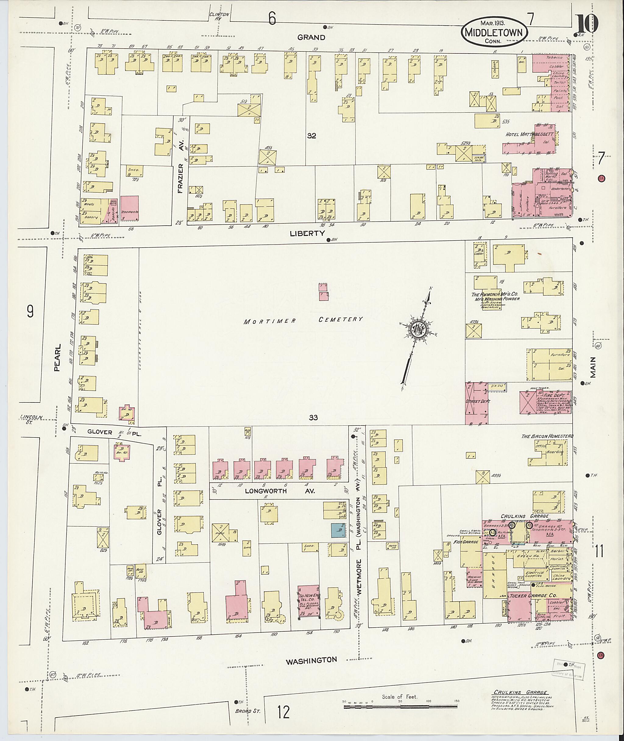 This old map of Middletown, Middlesex County, Connecticut was created by Sanborn Map Company in 1913