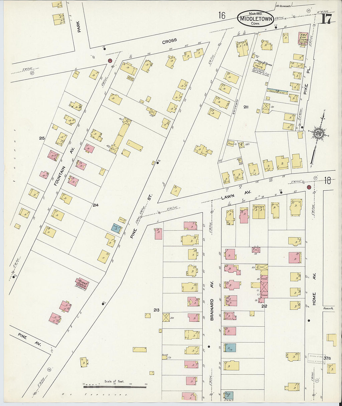 This old map of Middletown, Middlesex County, Connecticut was created by Sanborn Map Company in 1913