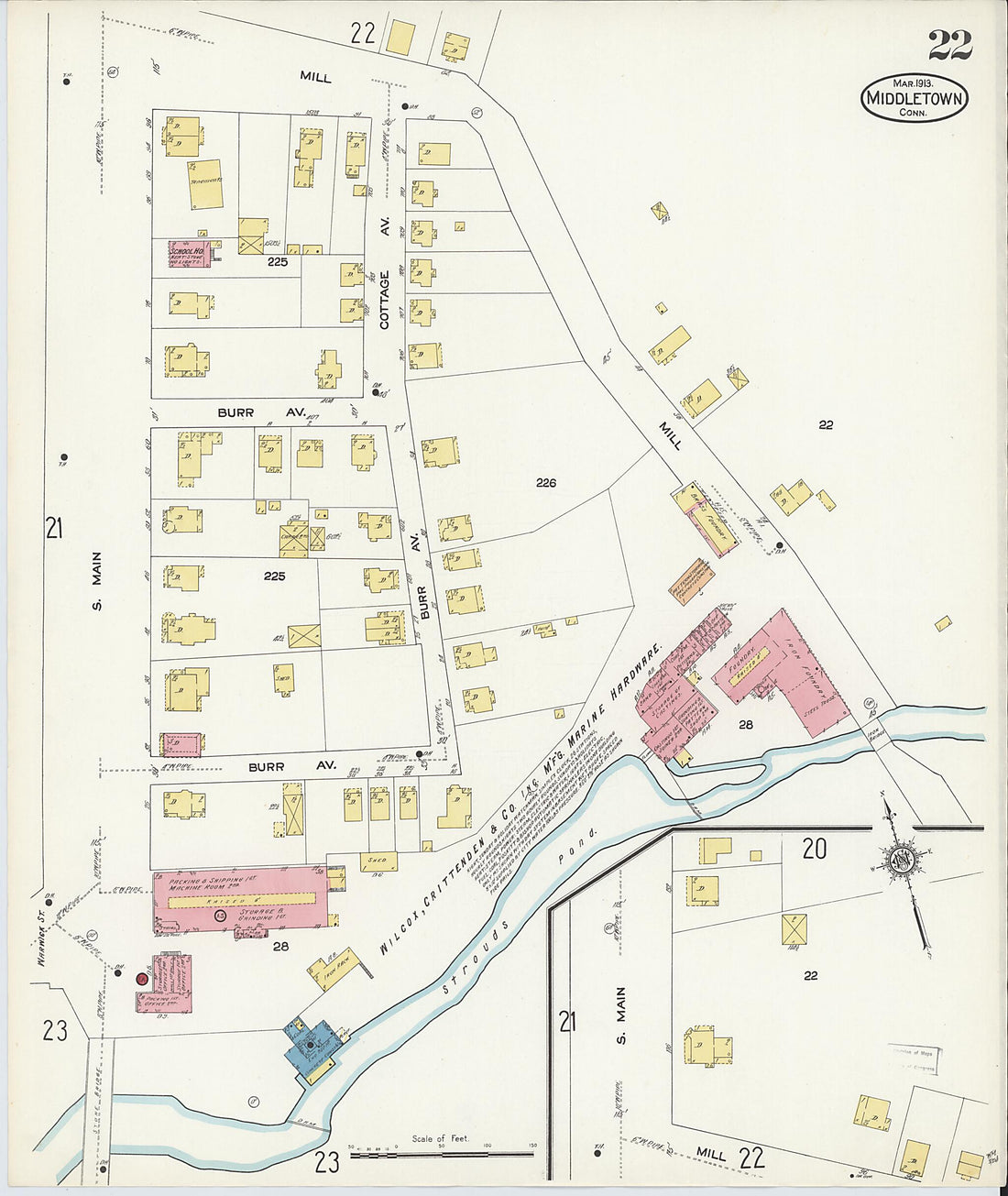 This old map of Middletown, Middlesex County, Connecticut was created by Sanborn Map Company in 1913