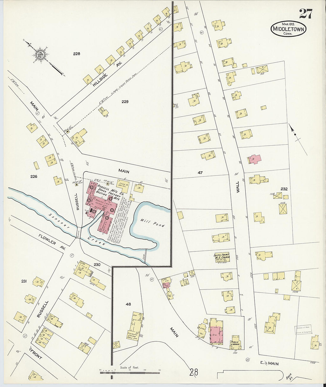 This old map of Middletown, Middlesex County, Connecticut was created by Sanborn Map Company in 1913