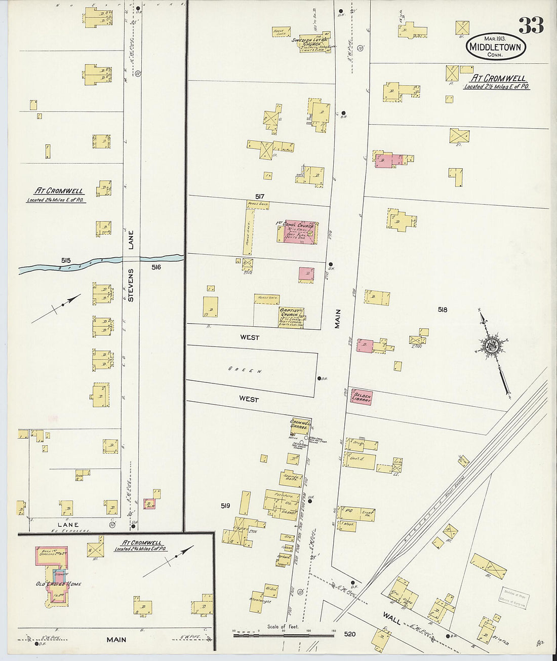 This old map of Middletown, Middlesex County, Connecticut was created by Sanborn Map Company in 1913