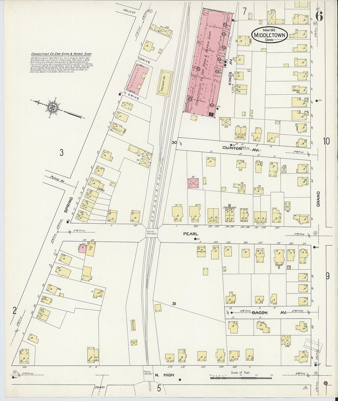 This old map of Middletown, Middlesex County, Connecticut was created by Sanborn Map Company in 1913