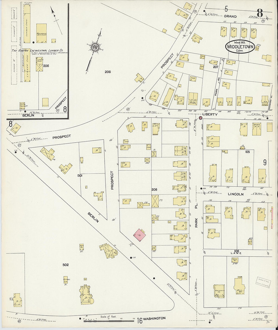 This old map of Middletown, Middlesex County, Connecticut was created by Sanborn Map Company in 1913