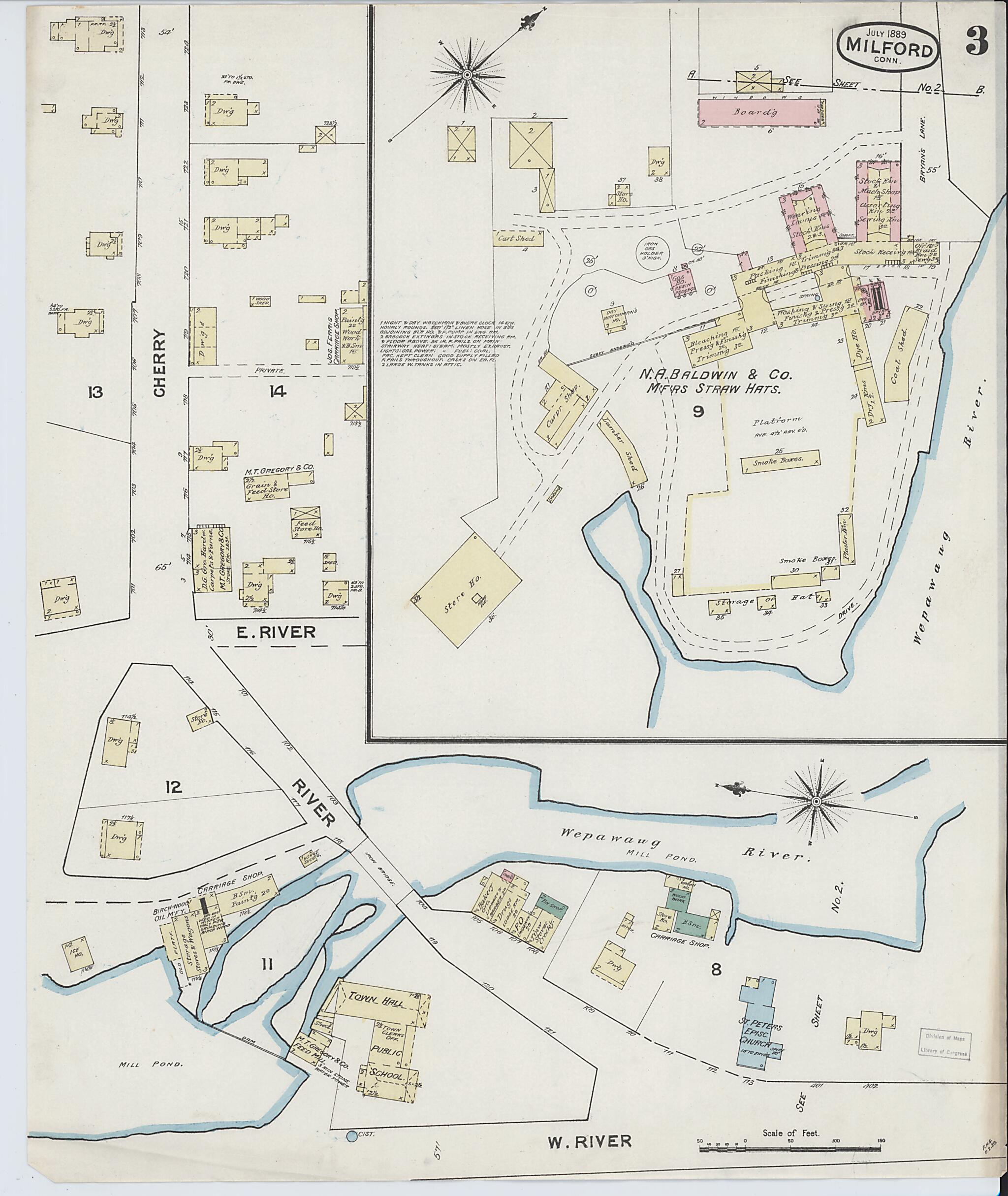 This old map of Milford, New Haven County, Connecticut was created by Sanborn Map Company in 1889