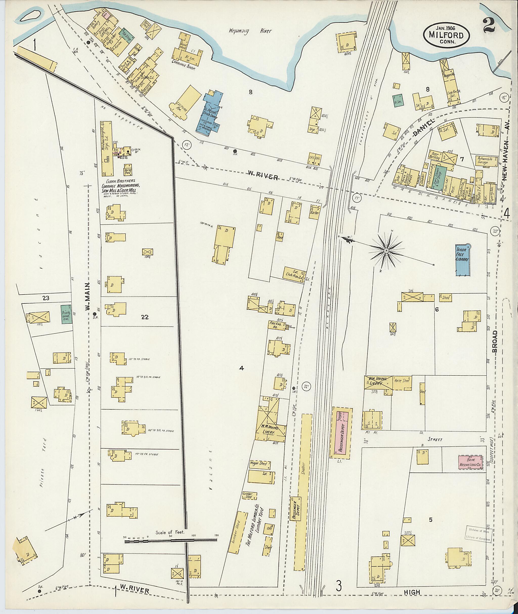 This old map of Milford, New Haven County, Connecticut was created by Sanborn Map Company in 1906