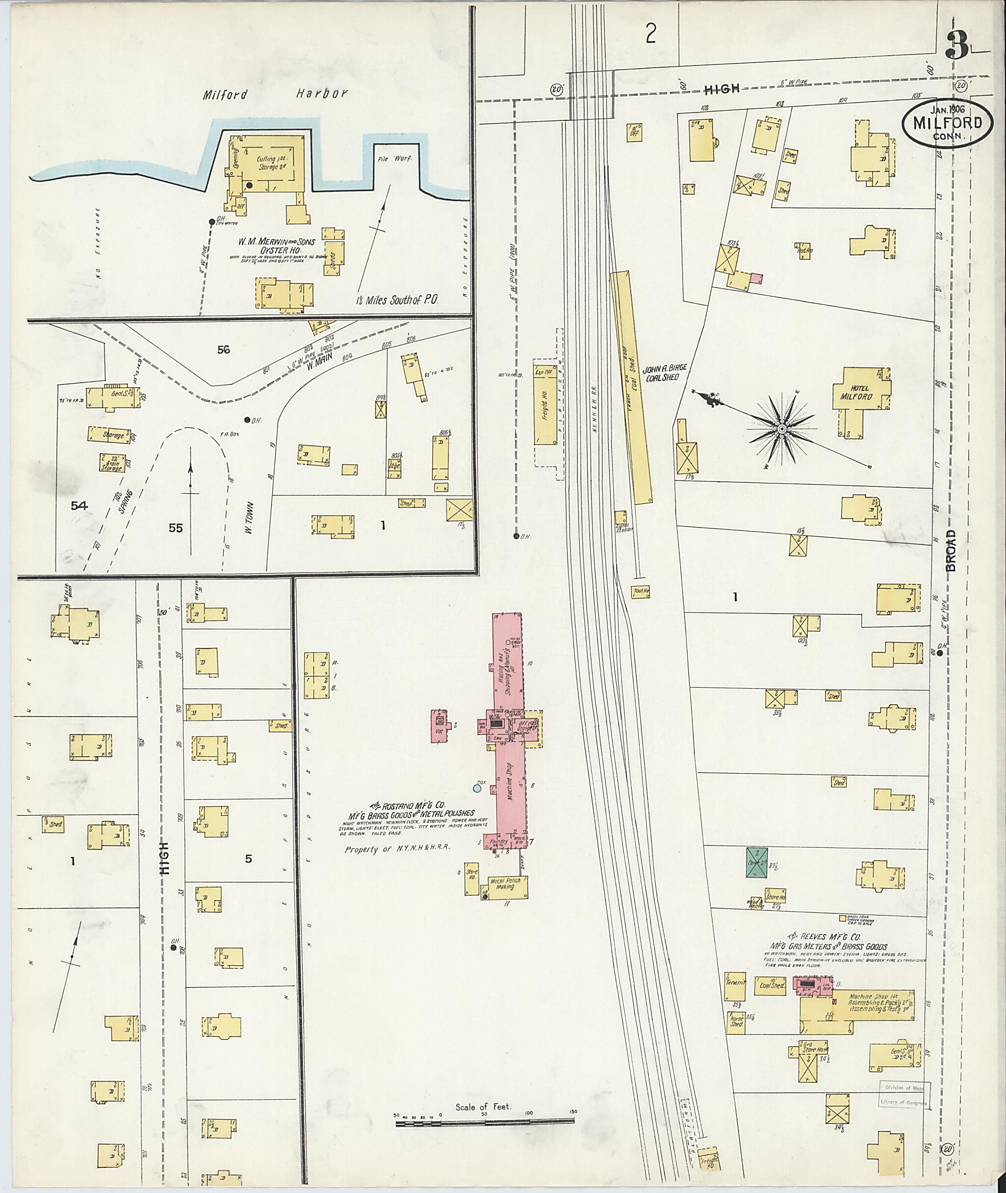 This old map of Milford, New Haven County, Connecticut was created by Sanborn Map Company in 1906