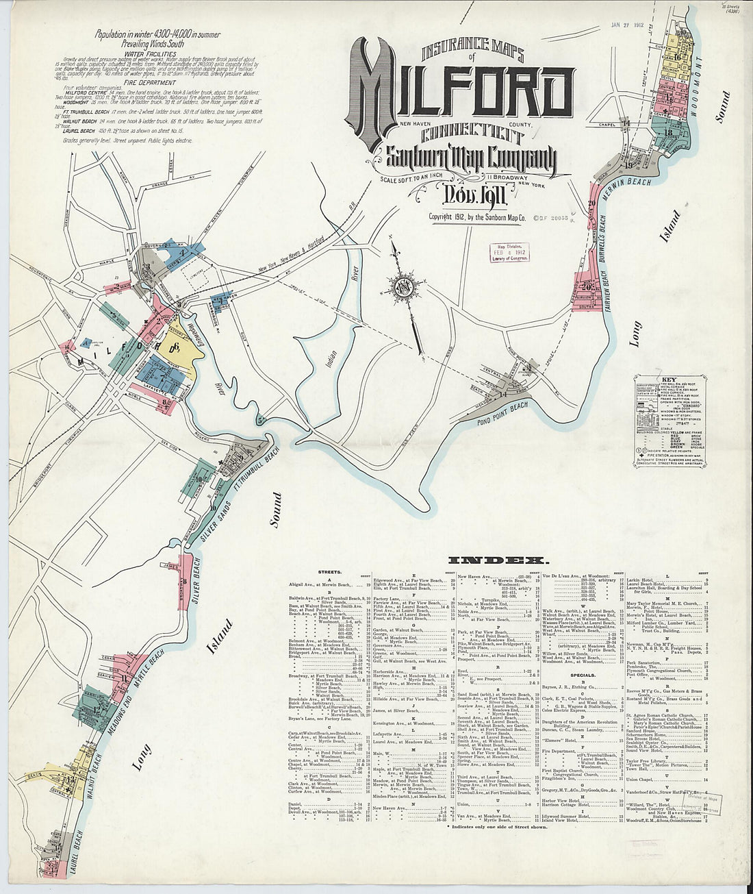 This old map of Milford, New Haven County, Connecticut was created by Sanborn Map Company in 1911