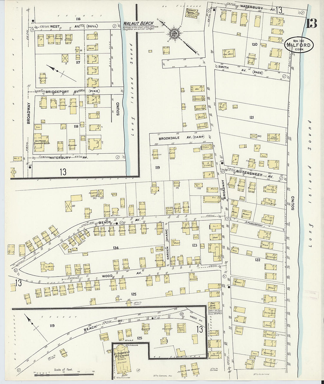 This old map of Milford, New Haven County, Connecticut was created by Sanborn Map Company in 1911