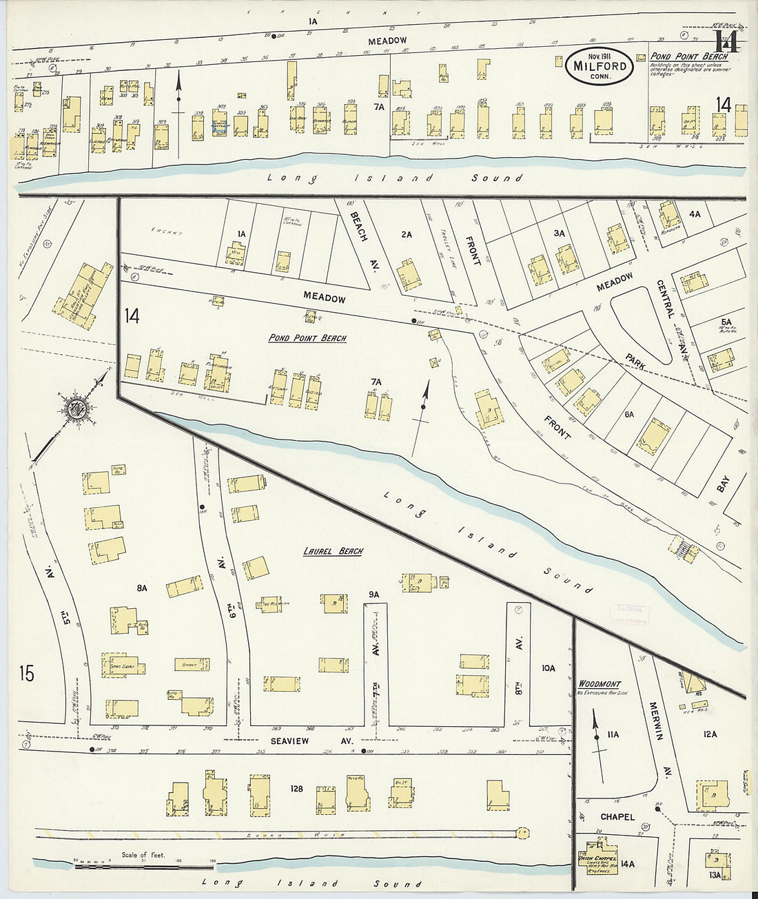 This old map of Milford, New Haven County, Connecticut was created by Sanborn Map Company in 1911