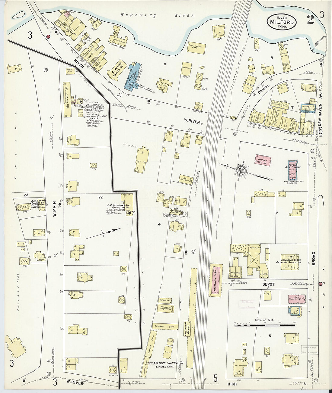 This old map of Milford, New Haven County, Connecticut was created by Sanborn Map Company in 1911