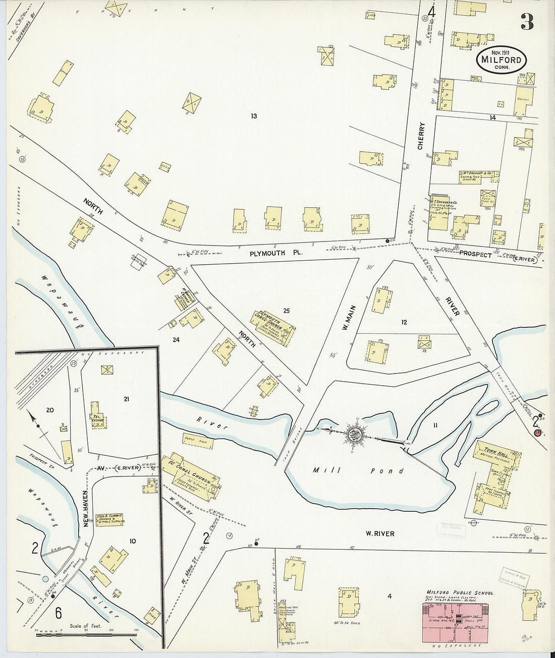 This old map of Milford, New Haven County, Connecticut was created by Sanborn Map Company in 1911