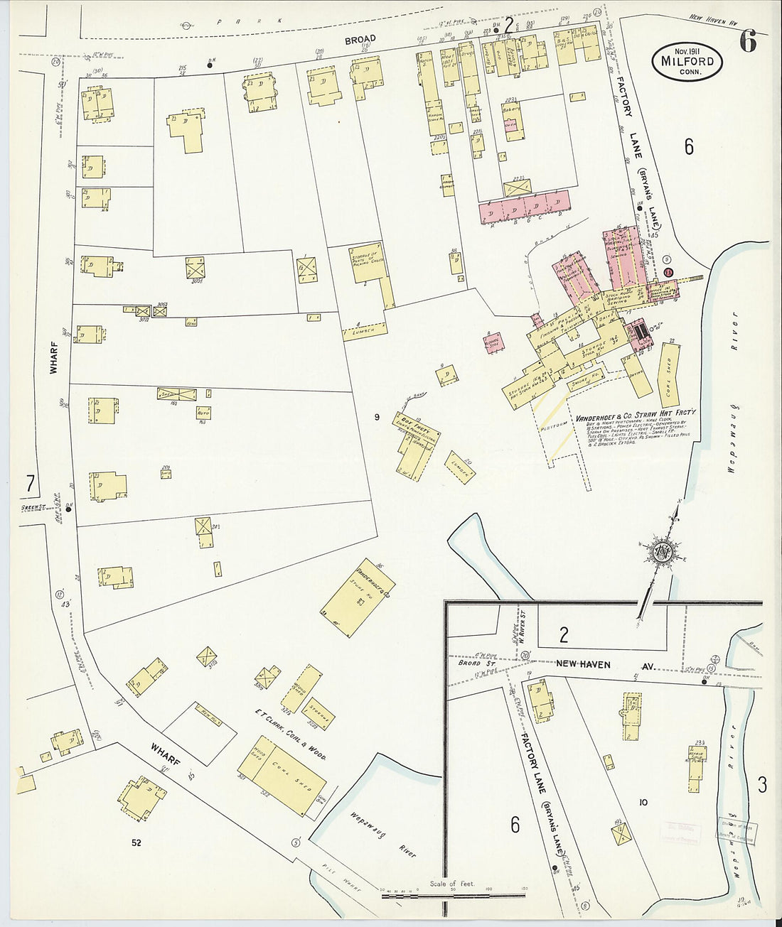 This old map of Milford, New Haven County, Connecticut was created by Sanborn Map Company in 1911