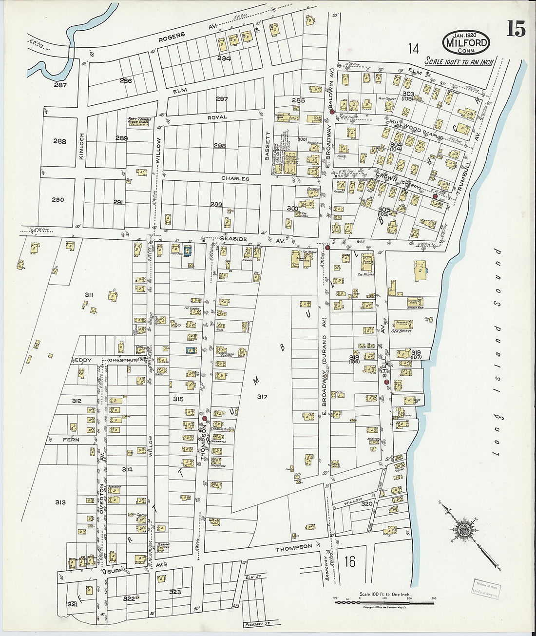 This old map of Milford, New Haven County, Connecticut was created by Sanborn Map Company in 1920