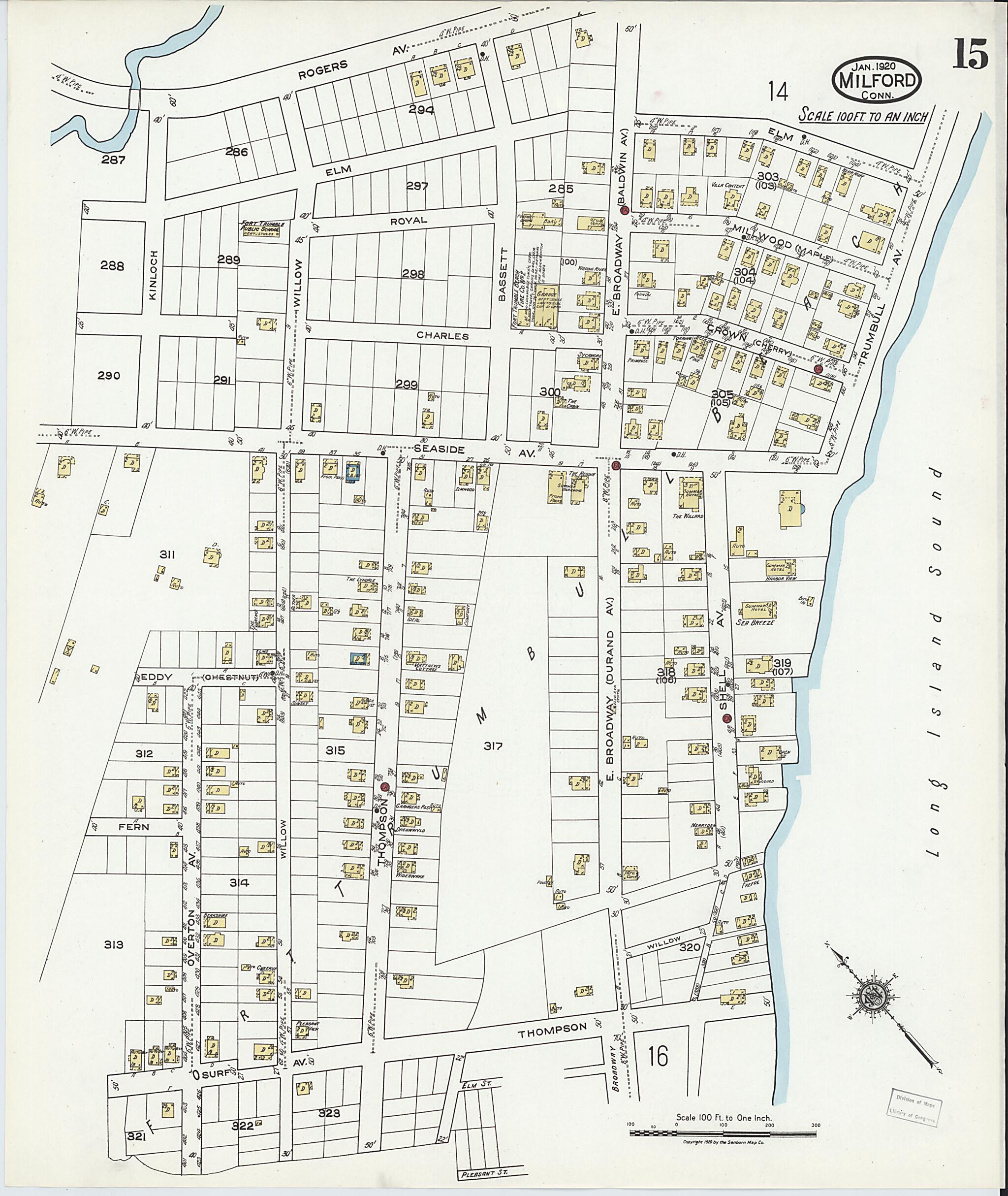 This old map of Milford, New Haven County, Connecticut was created by Sanborn Map Company in 1920