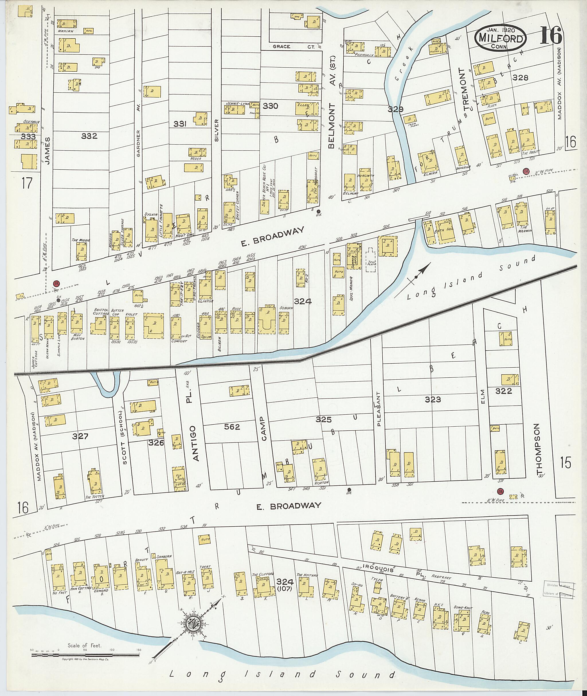 This old map of Milford, New Haven County, Connecticut was created by Sanborn Map Company in 1920