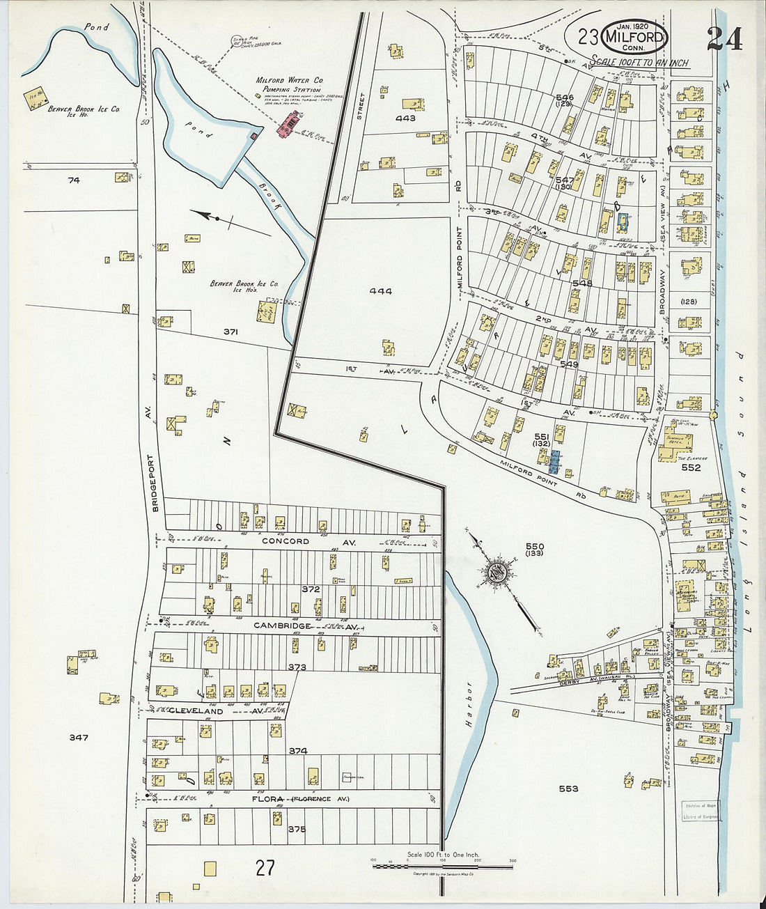 This old map of Milford, New Haven County, Connecticut was created by Sanborn Map Company in 1920