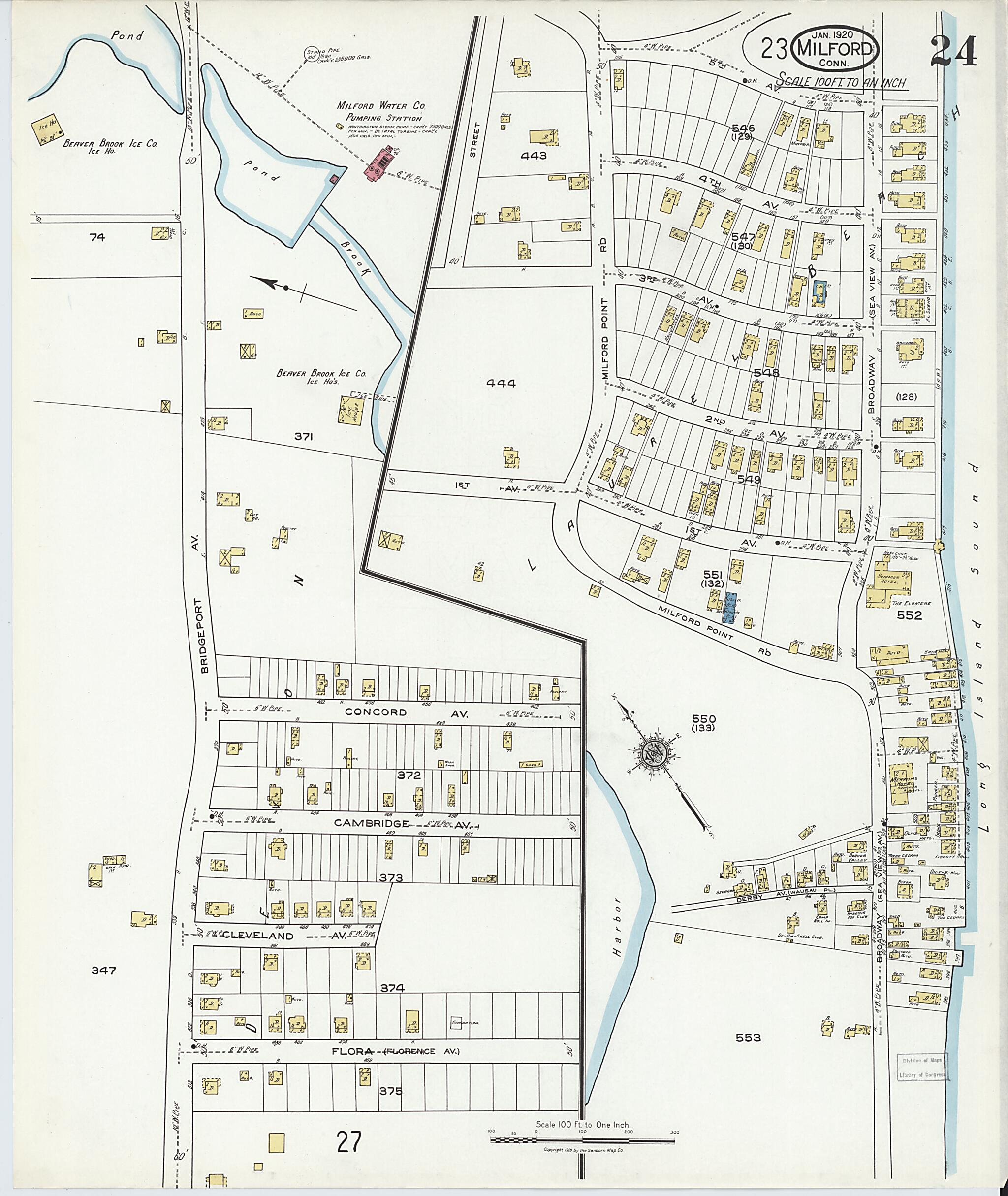 This old map of Milford, New Haven County, Connecticut was created by Sanborn Map Company in 1920