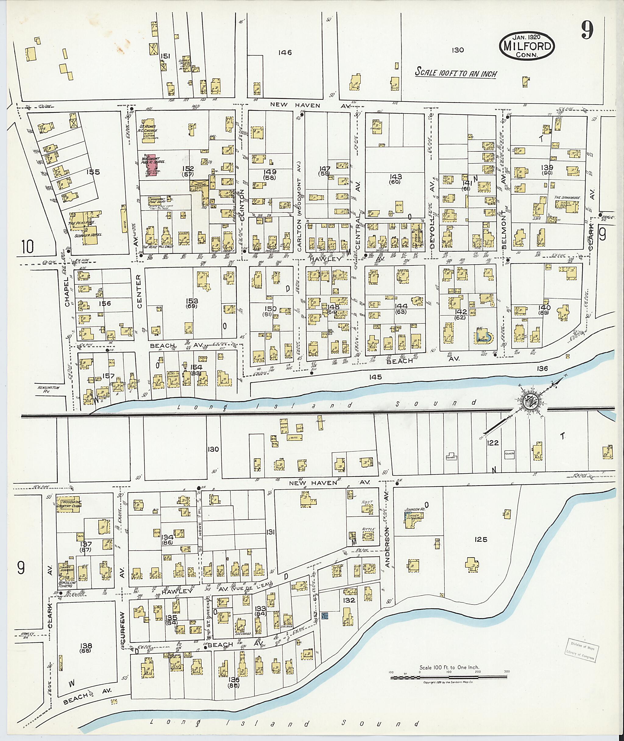 This old map of Milford, New Haven County, Connecticut was created by Sanborn Map Company in 1920