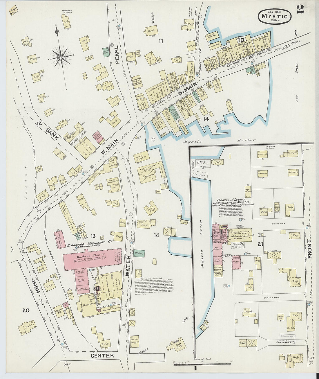 This old map of Mystic, New London County, Connecticut was created by Sanborn Map Company in 1891