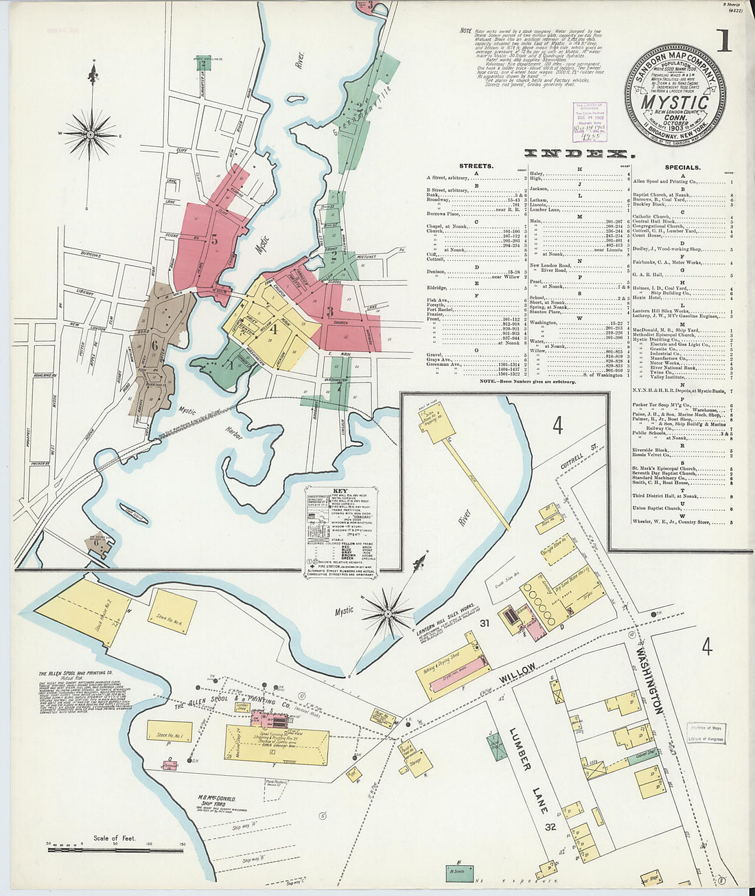 This old map of Mystic, New London County, Connecticut was created by Sanborn Map Company in 1903