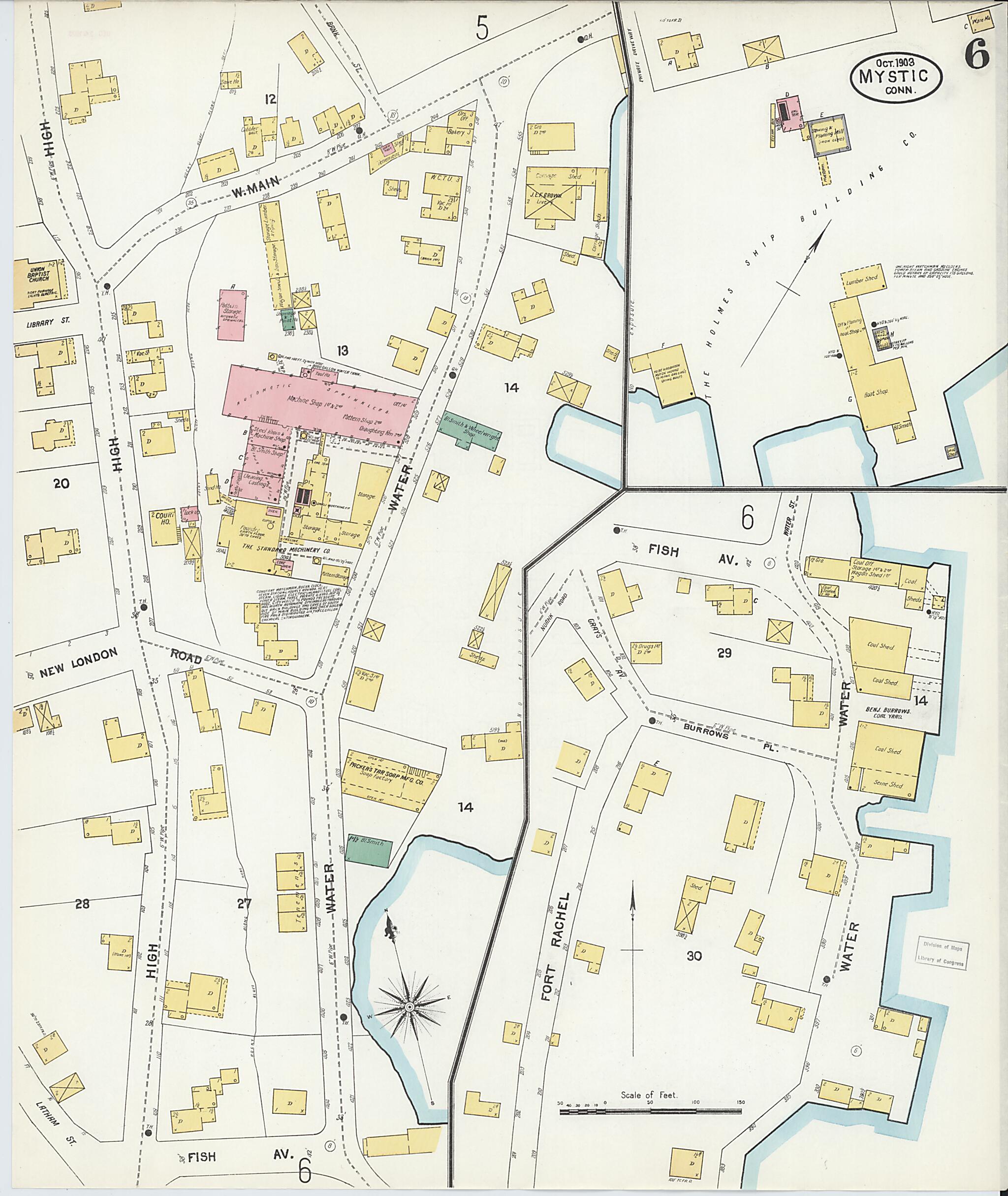 This old map of Mystic, New London County, Connecticut was created by Sanborn Map Company in 1903