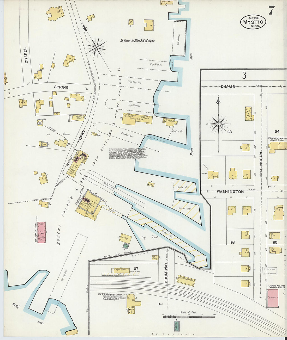 This old map of Mystic, New London County, Connecticut was created by Sanborn Map Company in 1903