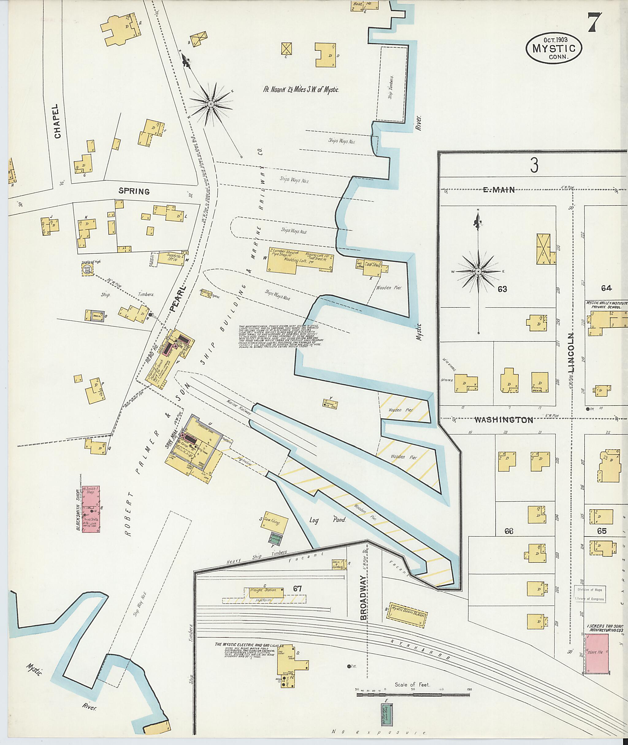 This old map of Mystic, New London County, Connecticut was created by Sanborn Map Company in 1903