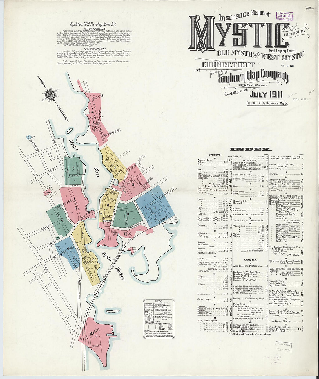 This old map of West Mystic, New London County, Connecticut was created by Sanborn Map Company in 1911