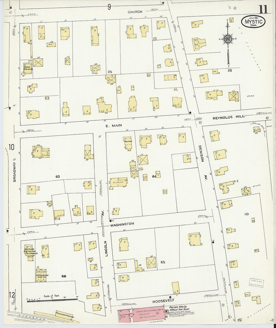 This old map of West Mystic, New London County, Connecticut was created by Sanborn Map Company in 1911