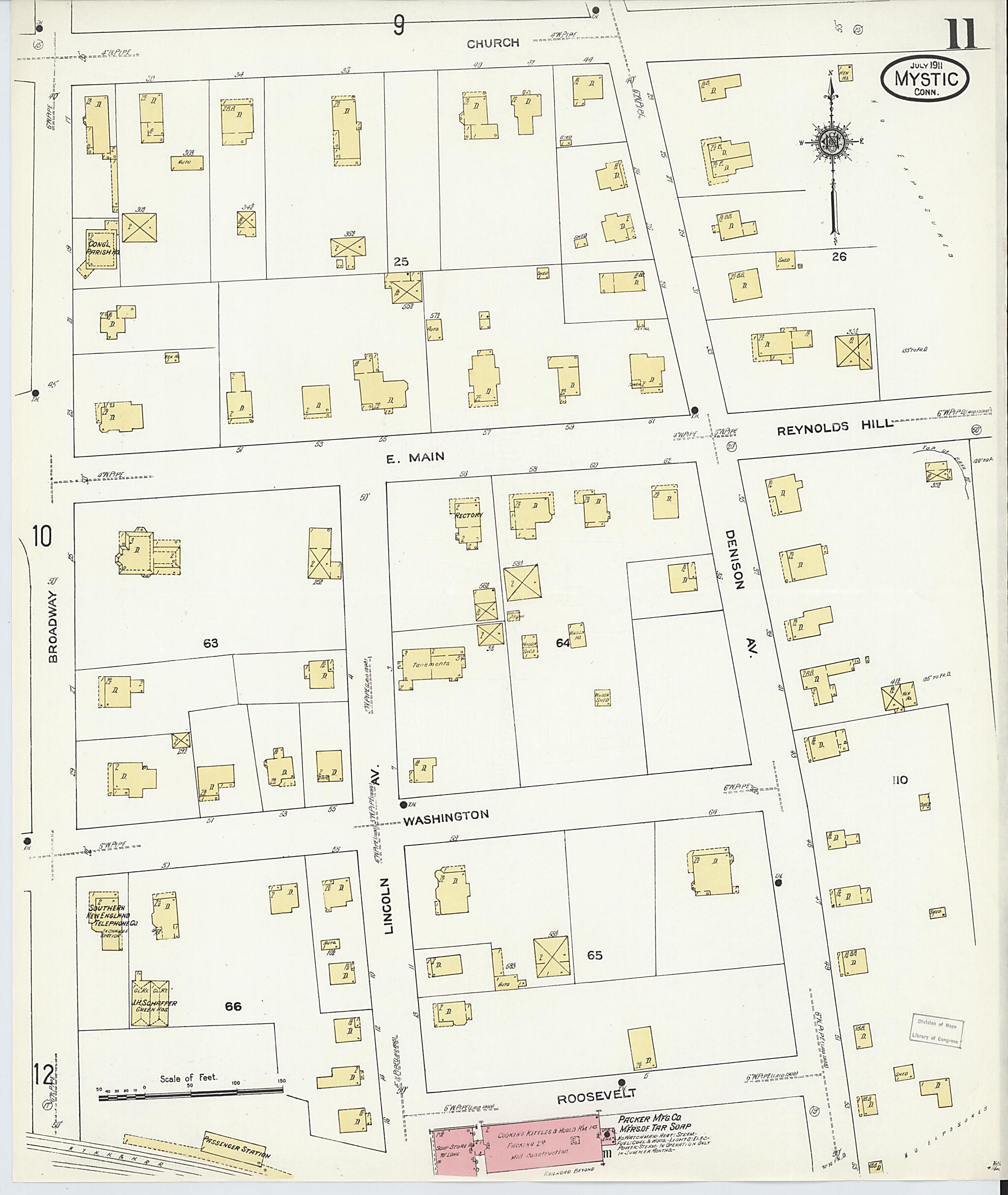 This old map of West Mystic, New London County, Connecticut was created by Sanborn Map Company in 1911