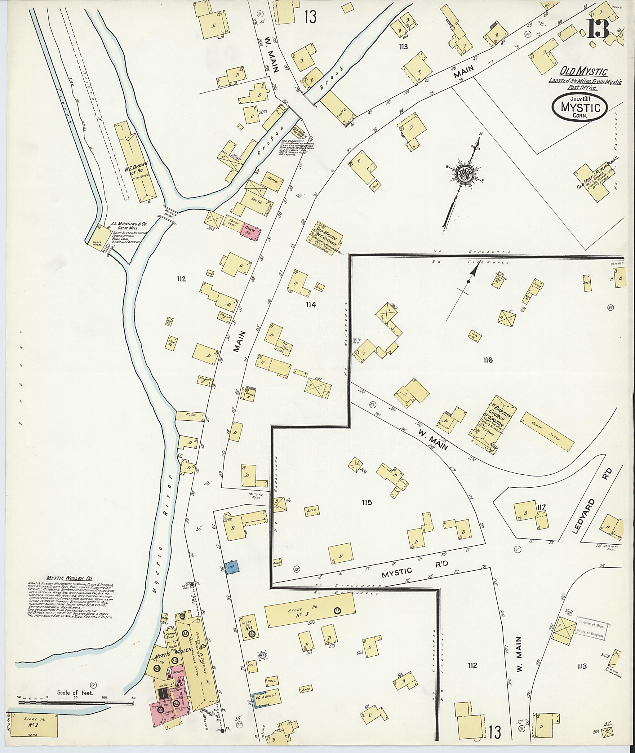 This old map of West Mystic, New London County, Connecticut was created by Sanborn Map Company in 1911