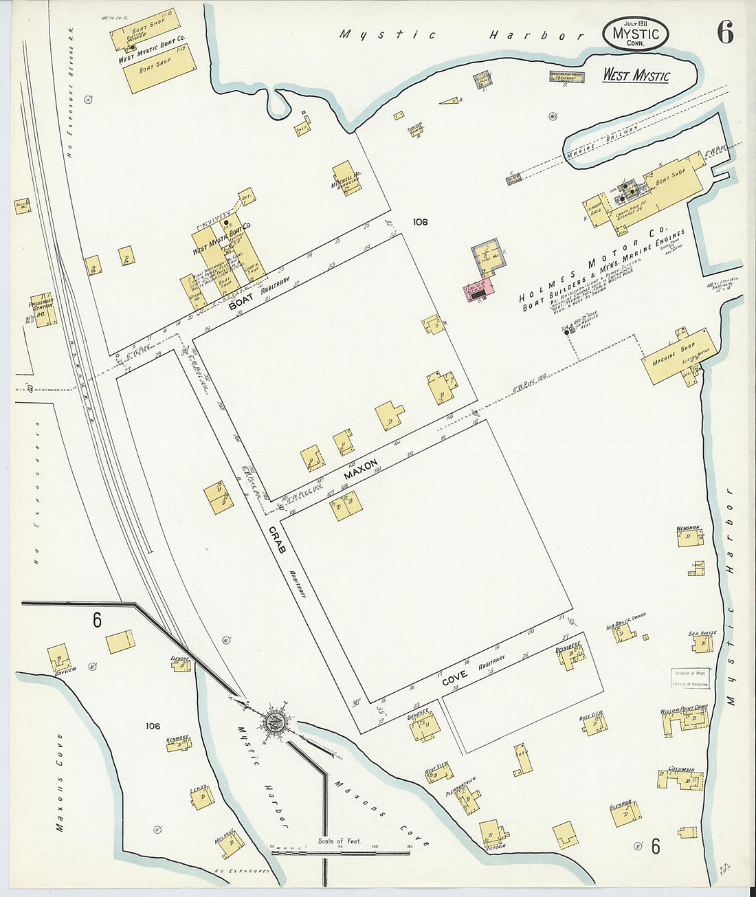 This old map of West Mystic, New London County, Connecticut was created by Sanborn Map Company in 1911