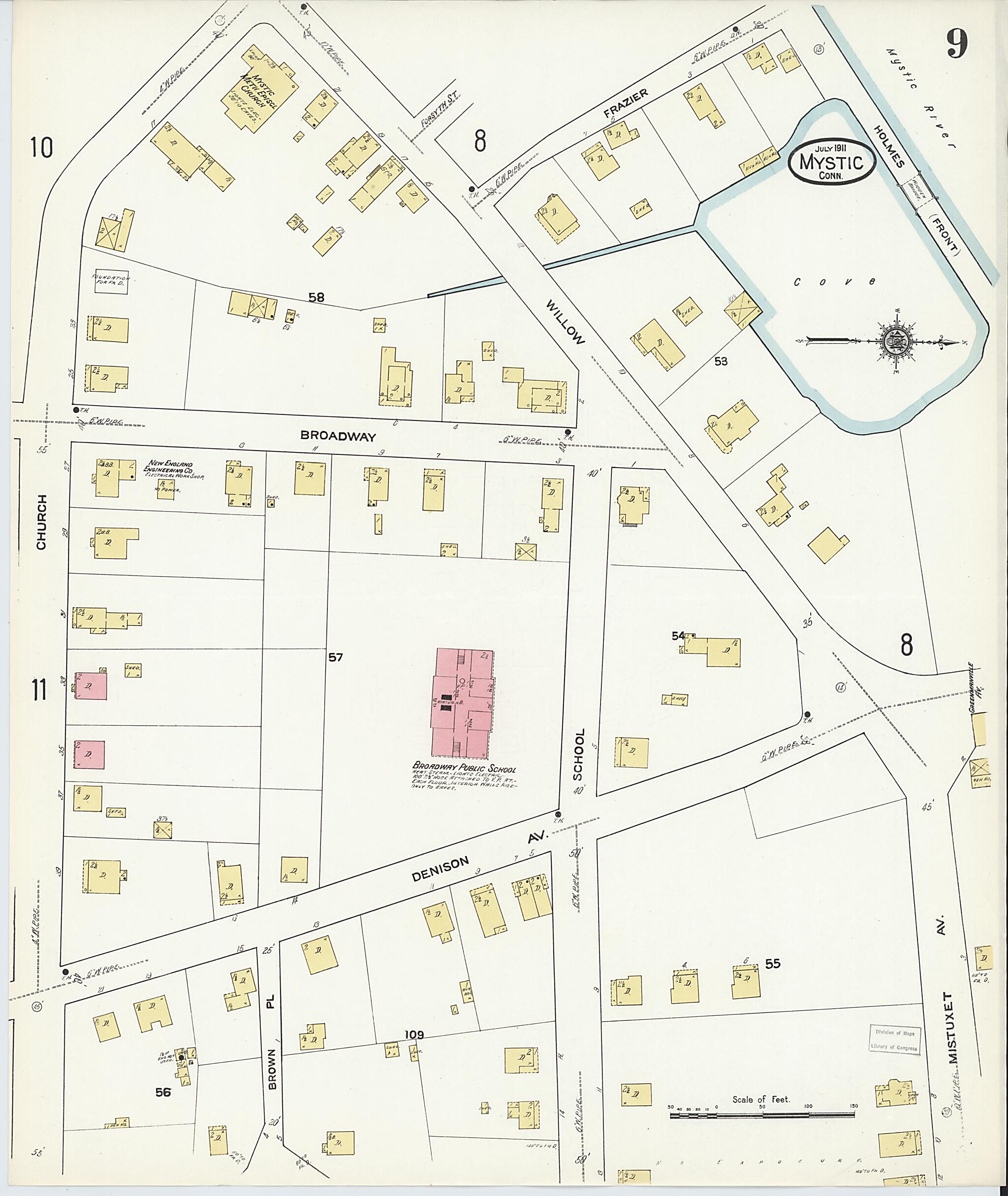 This old map of West Mystic, New London County, Connecticut was created by Sanborn Map Company in 1911