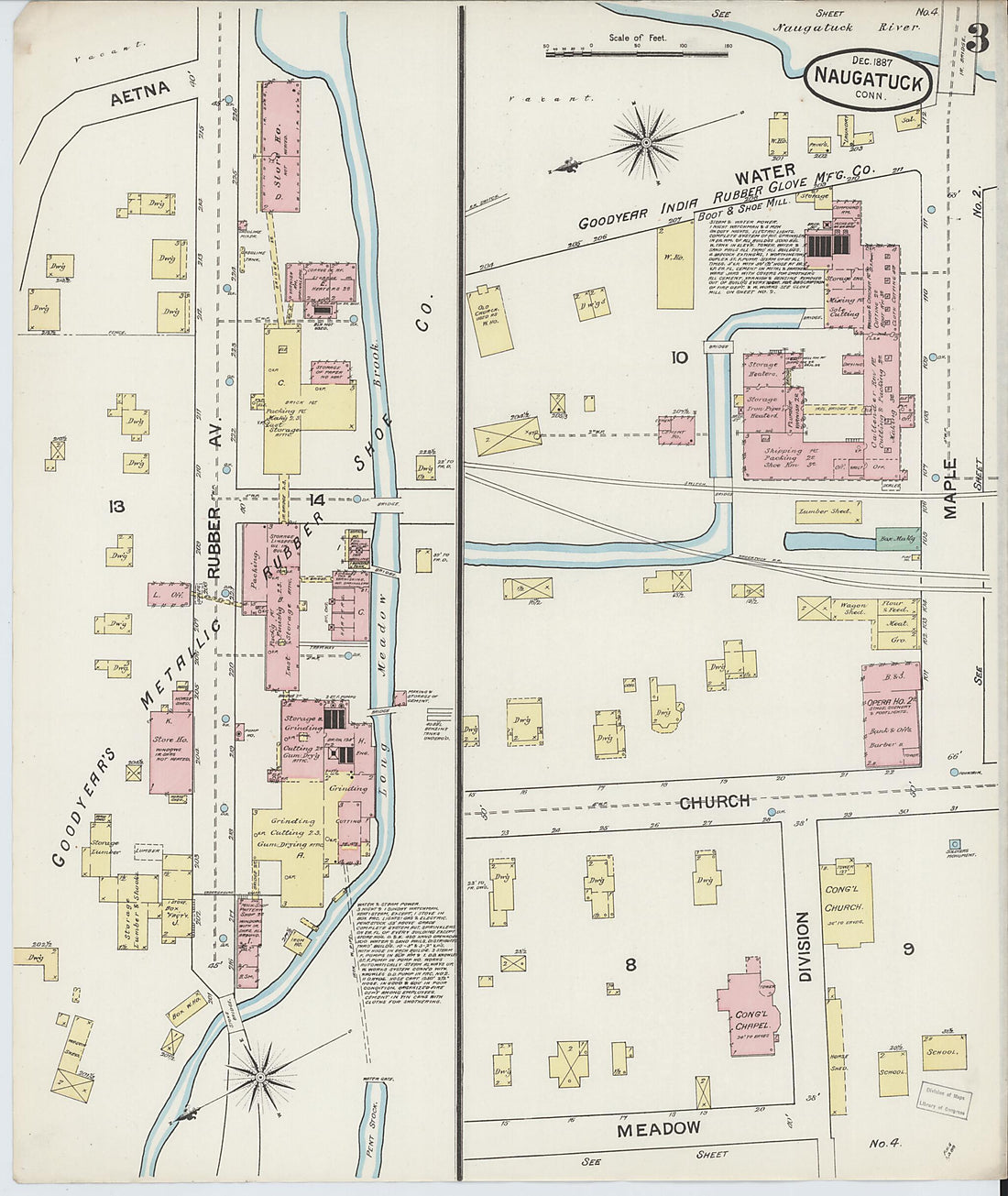 This old map of Naugatuck, New Haven County, Connecticut was created by Sanborn Map Company in 1887