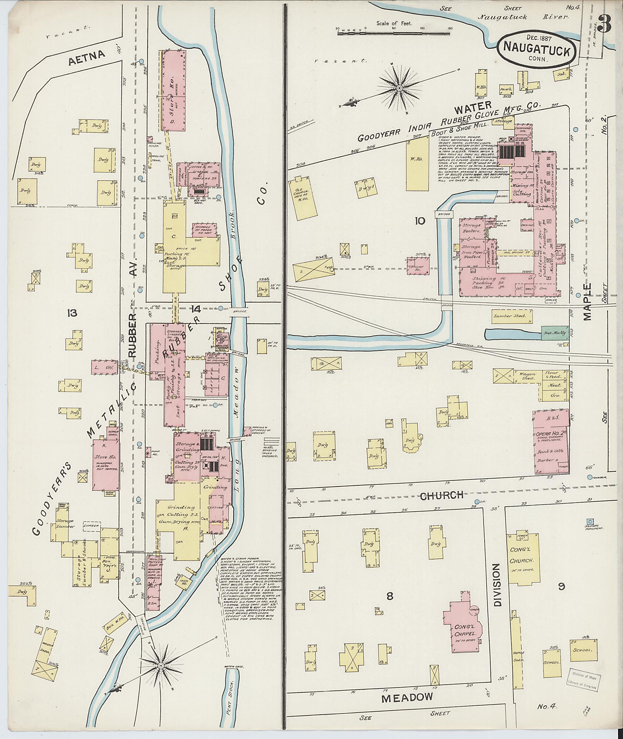 This old map of Naugatuck, New Haven County, Connecticut was created by Sanborn Map Company in 1887