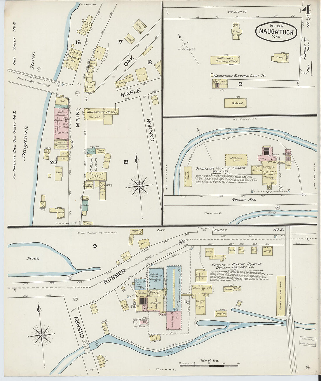 This old map of Naugatuck, New Haven County, Connecticut was created by Sanborn Map Company in 1887