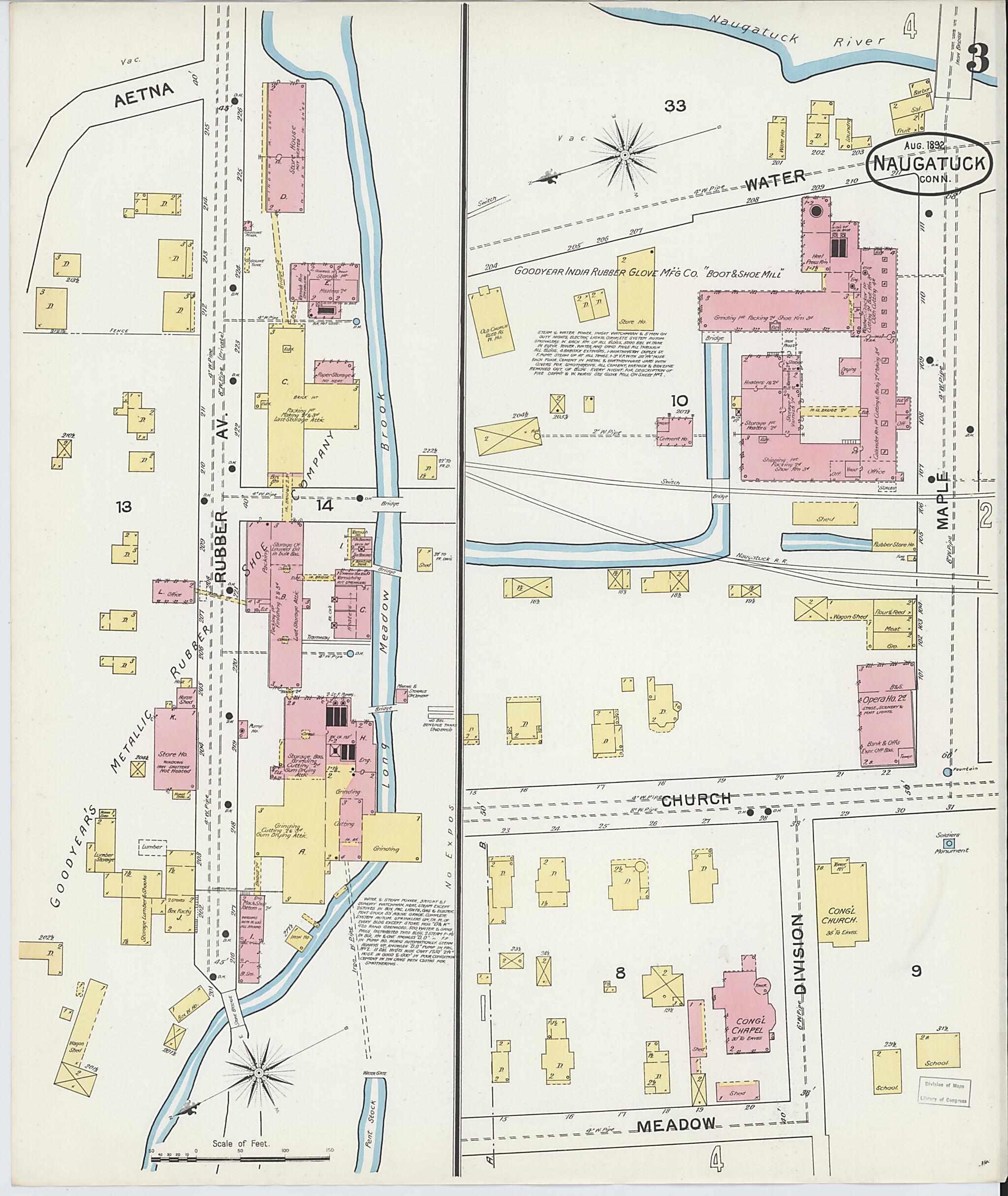 This old map of Naugatuck, New Haven County, Connecticut was created by Sanborn Map Company in 1892