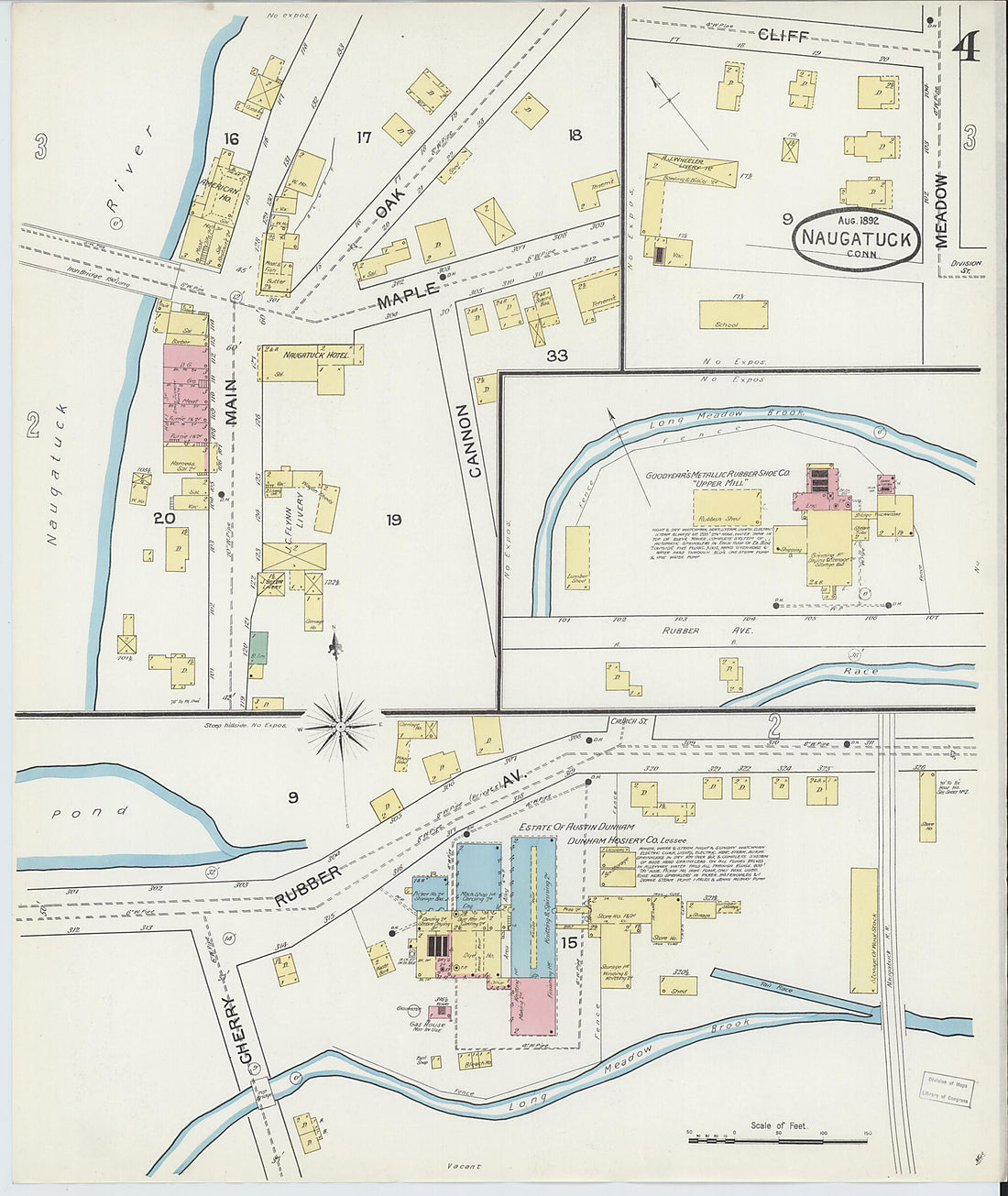 This old map of Naugatuck, New Haven County, Connecticut was created by Sanborn Map Company in 1892