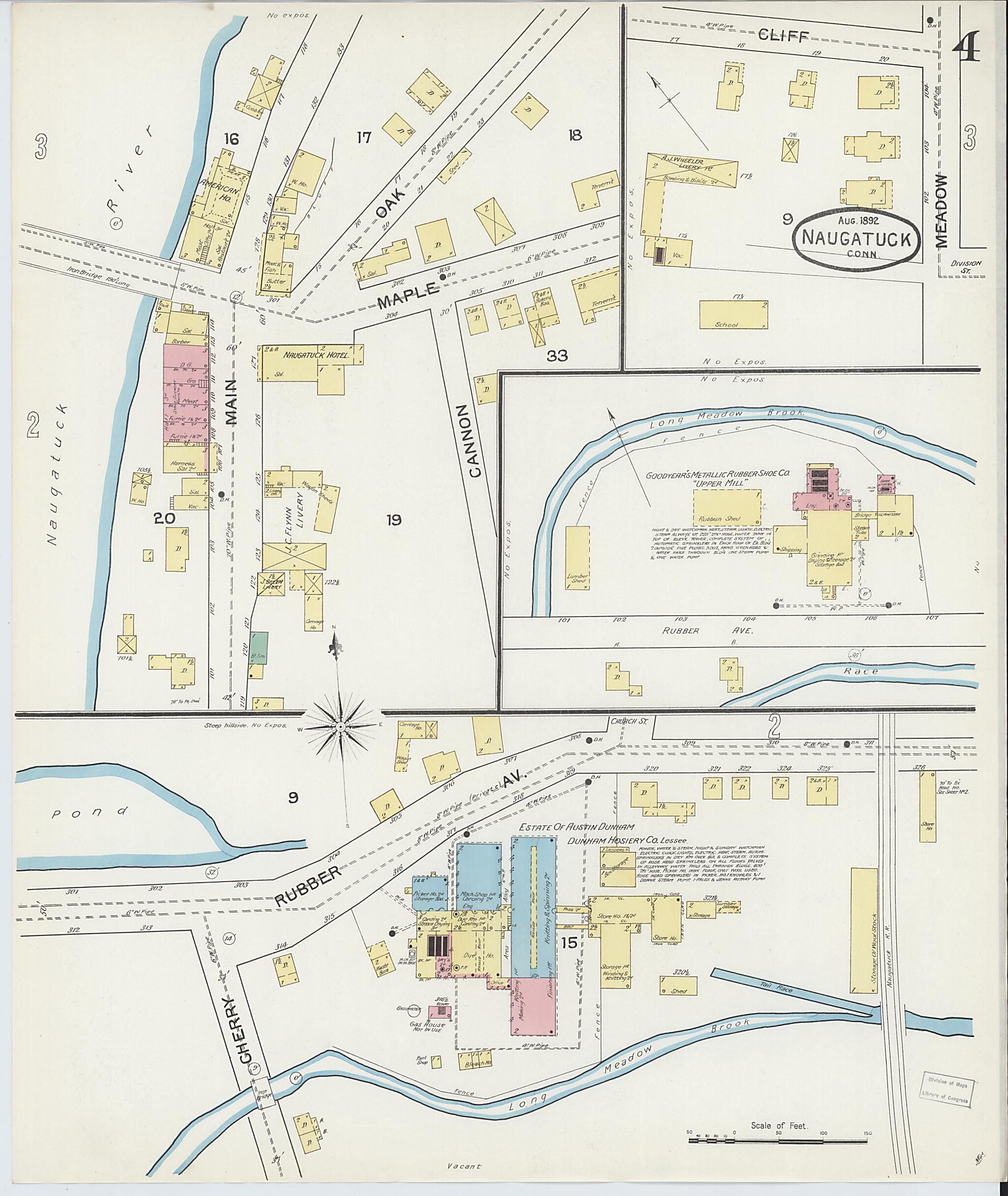 This old map of Naugatuck, New Haven County, Connecticut was created by Sanborn Map Company in 1892